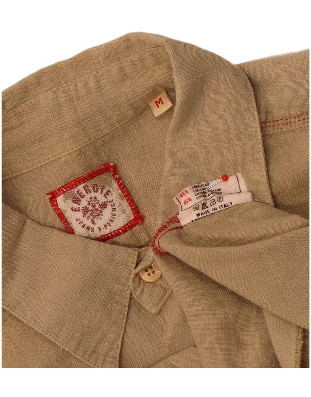 Energie Chemise à Manches Courtes Homme Lin Beige Moyen