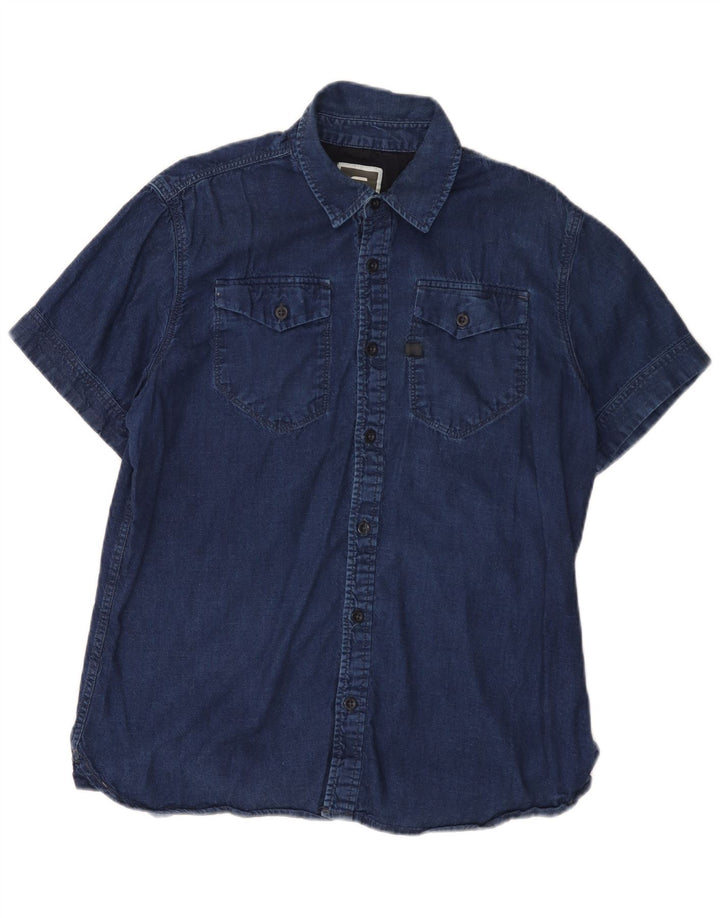 G-STAR Chemise en jean à manches courtes pour homme XL Bleu marine Coton