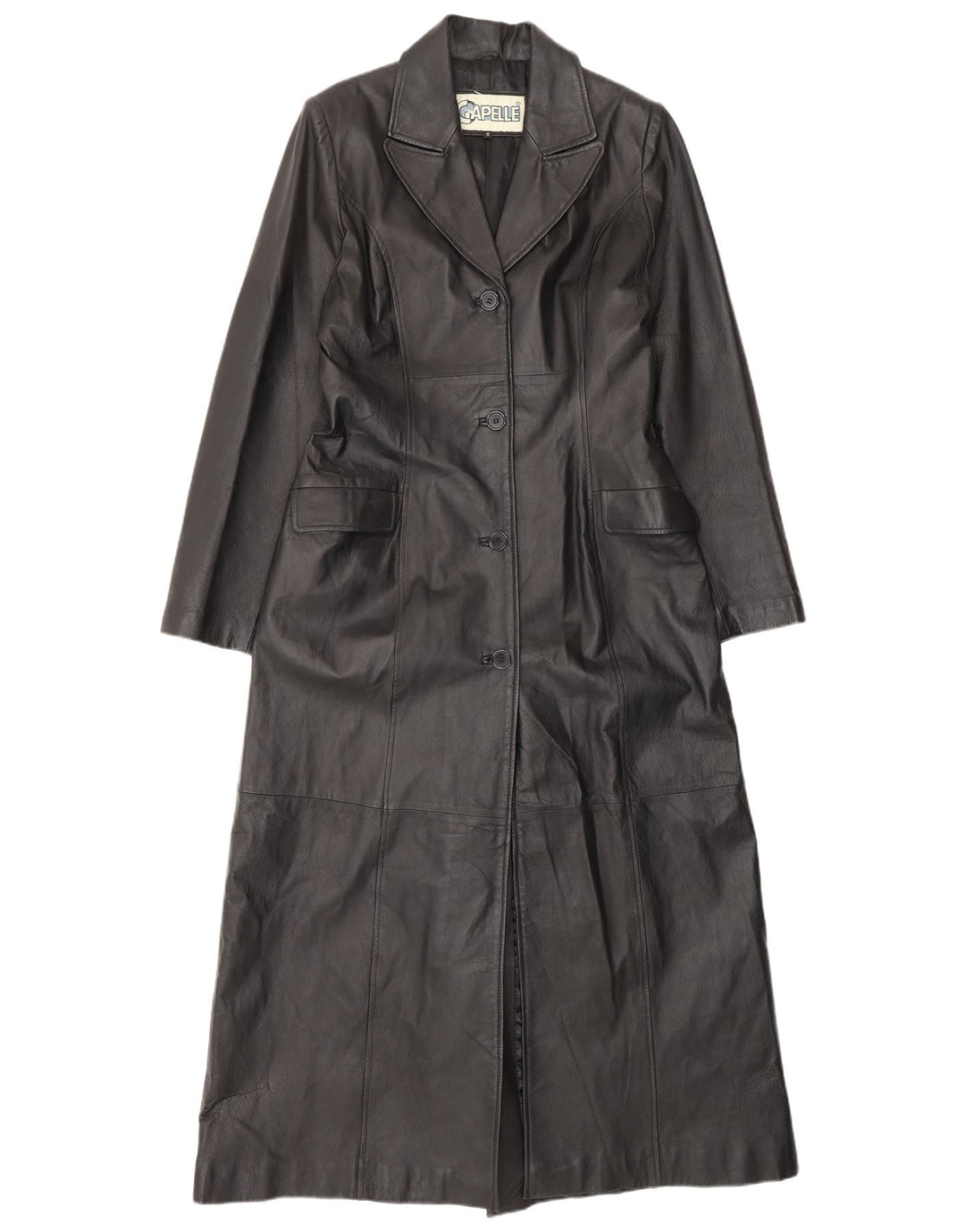 CAPELLE Manteau en cuir pour femme UK 12 Cuir noir moyen