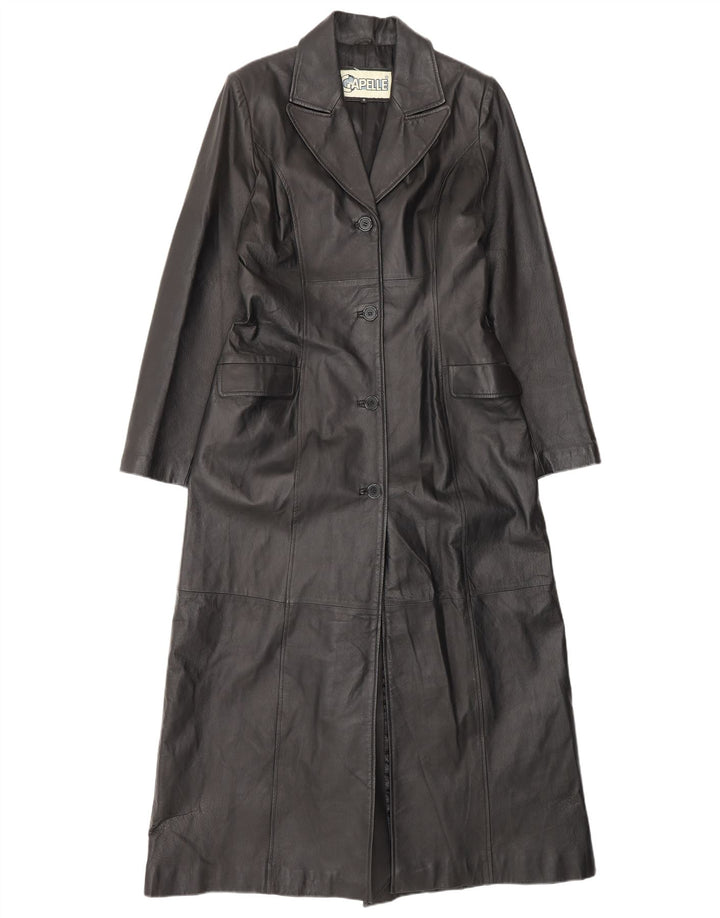 CAPELLE Manteau en cuir pour femme UK 12 Cuir noir moyen
