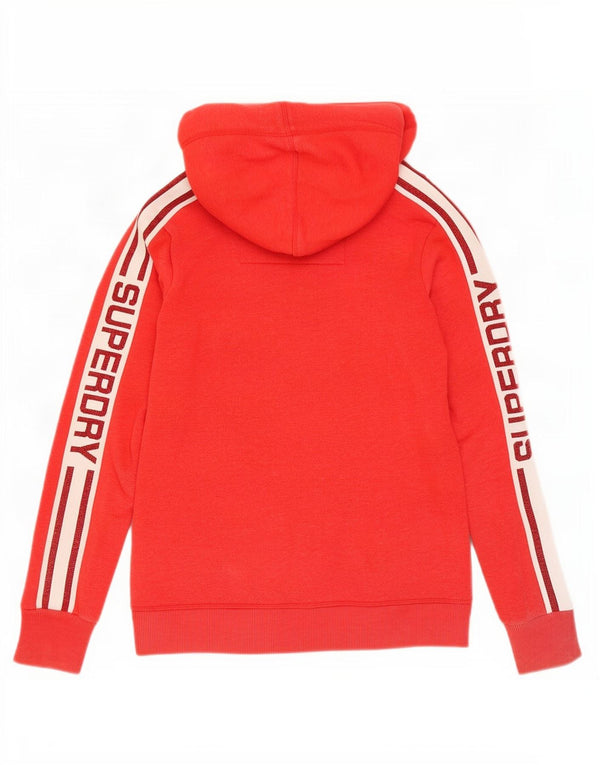 Superdry Pull à capuche graphique pour femme UK 10 Petit coton color block rouge