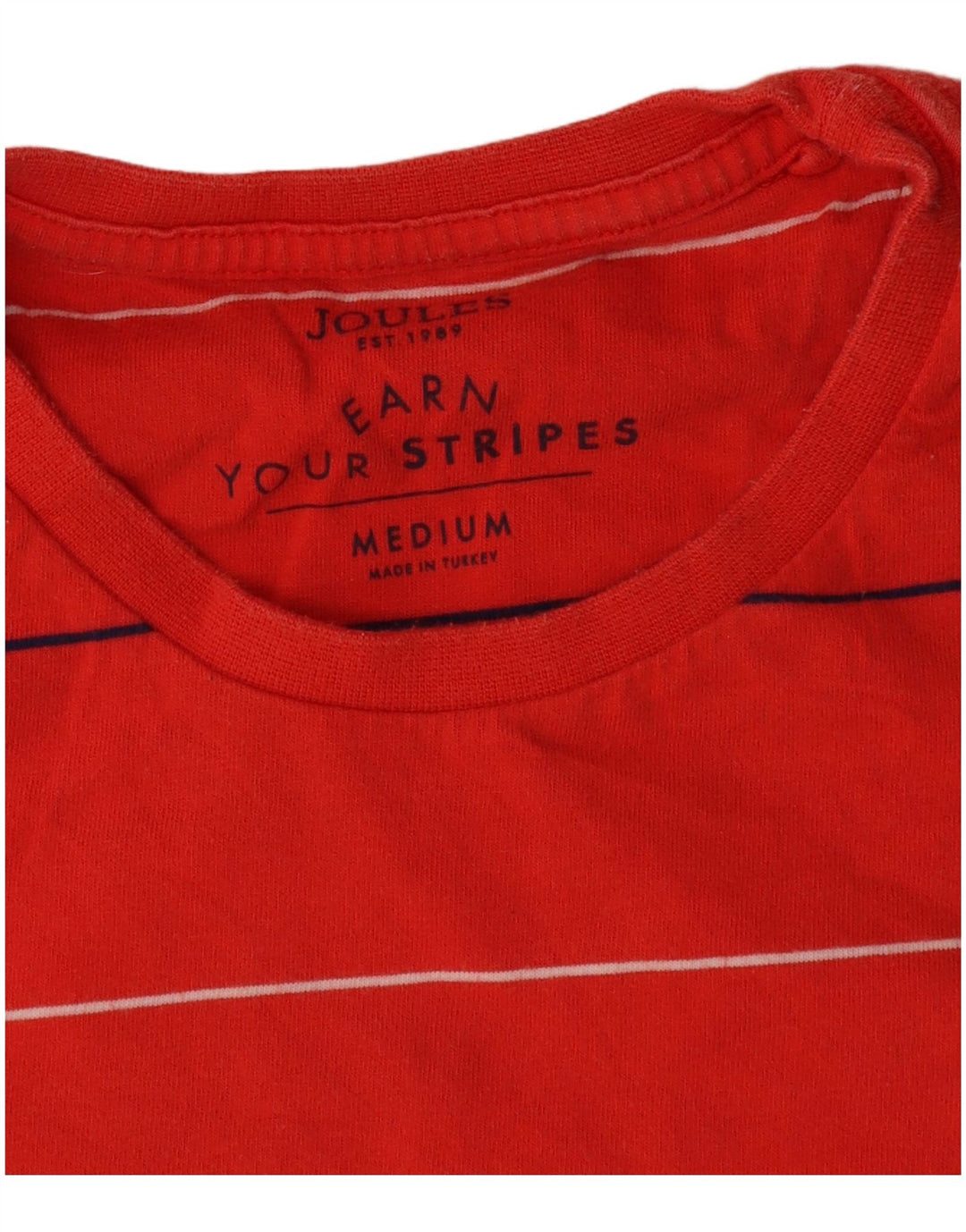 Joules T-Shirt Top Rouge Moyen Coton Rayé Homme