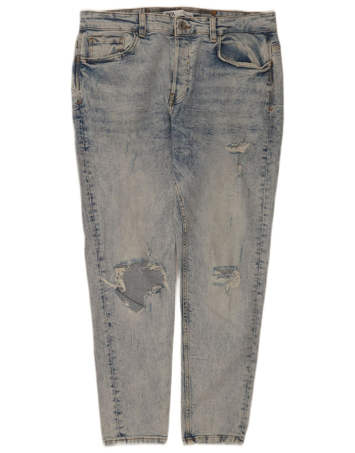 Zara Jean slim vieilli pour homme EU 44 Large W34 L28 Bleu