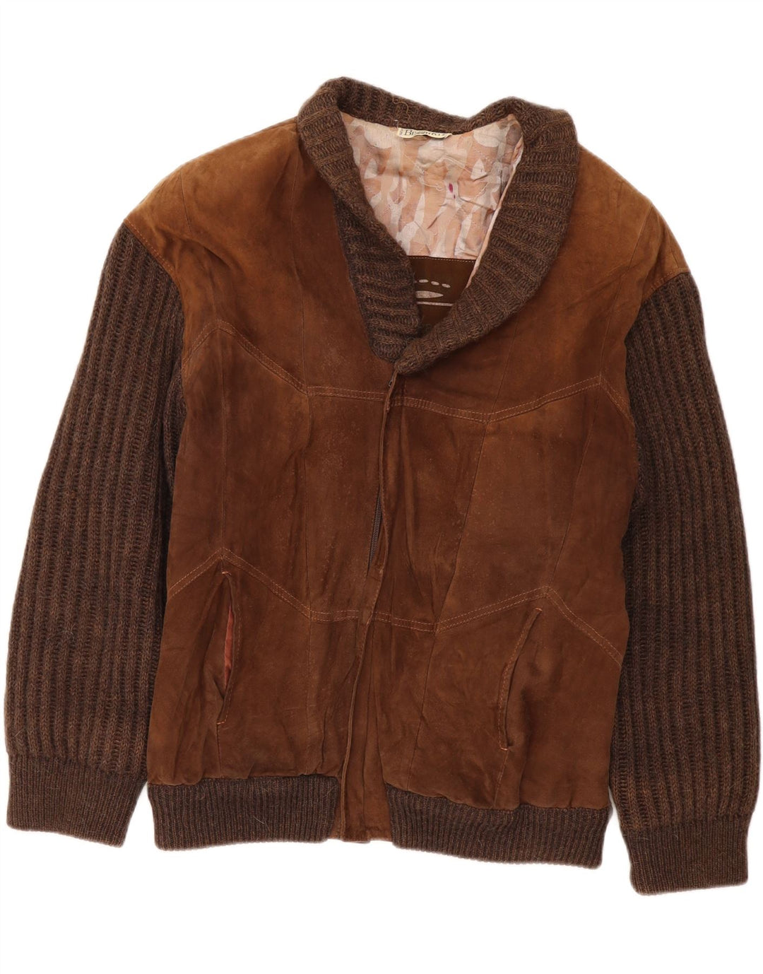 Bizzarro Veste en daim pour homme IT 50 Large Marron Colourblock