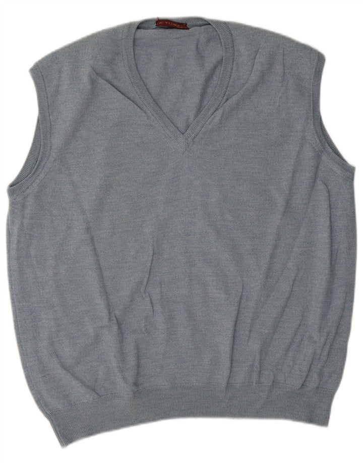 vintage Mens Vest Débardeur Grande Laine Nouvelle Bleue
