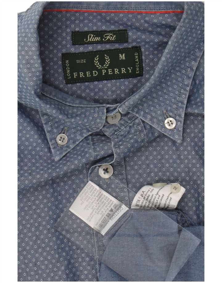 FRED PERRY Chemise Slim Fit Homme Bleu Moyen Argyle/Diamant Coton