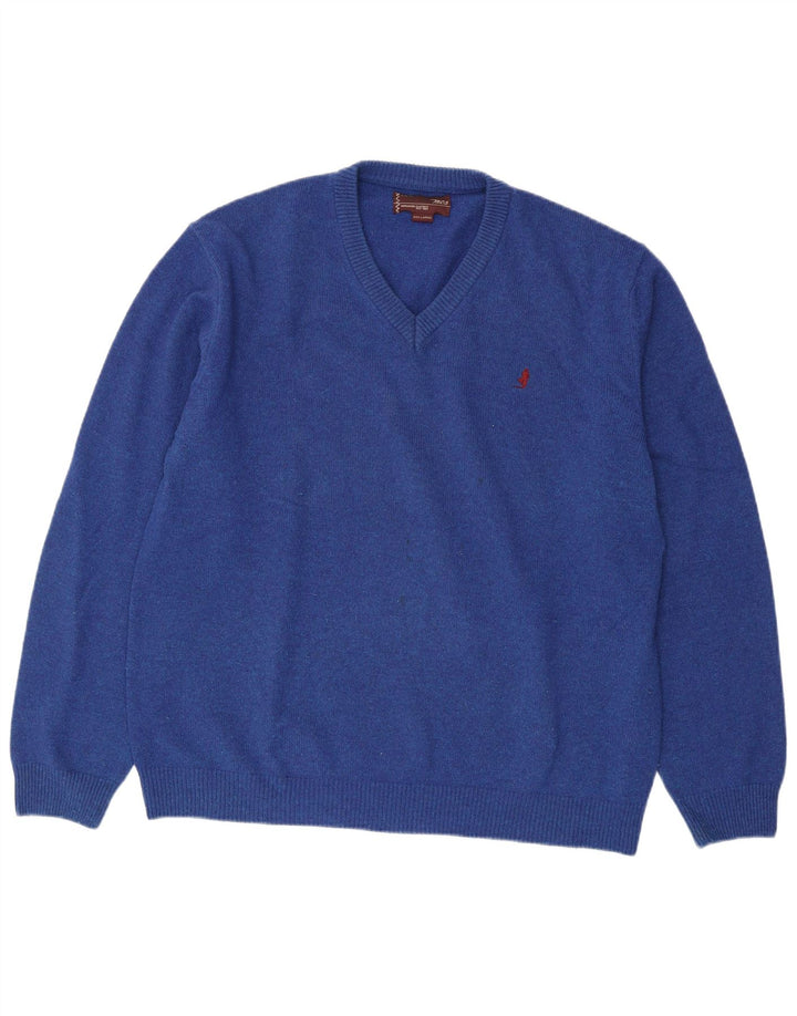 Marlboro Classics Pull col V pour homme 3XL Bleu Laine
