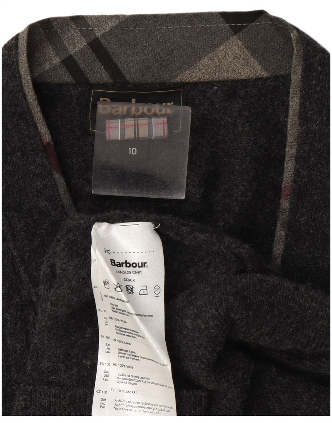 Barbour Womens Cardigan Sweater UK 10 Petite laine grise