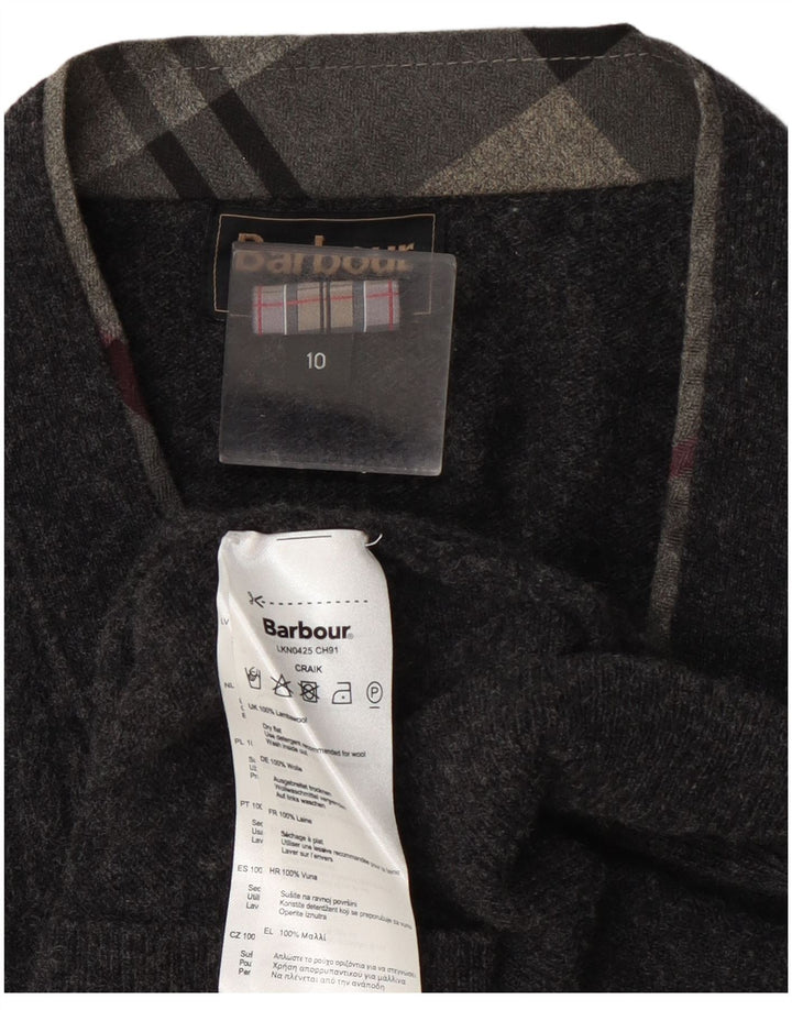 Barbour Womens Cardigan Sweater UK 10 Petite laine grise