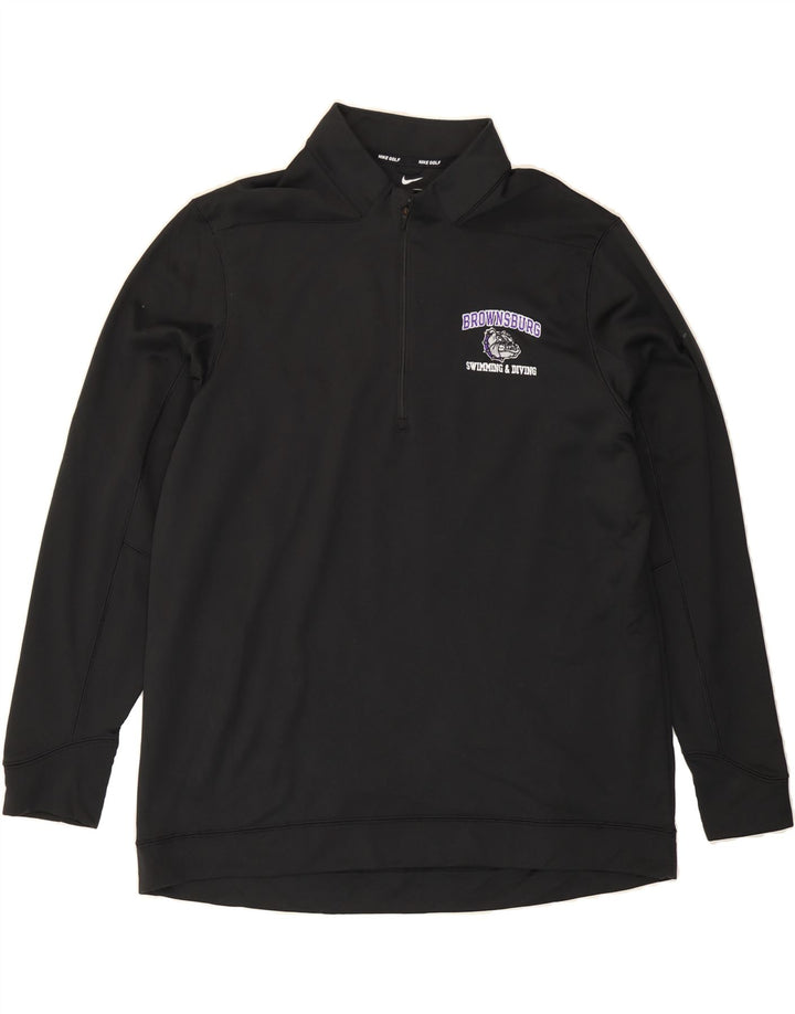 NIKE Mens Brownsburg Zip Neck Pullover Tracksuit Top XL Black Polyester Vintage Nike and Second-Hand Nike from Messina Hembry 
