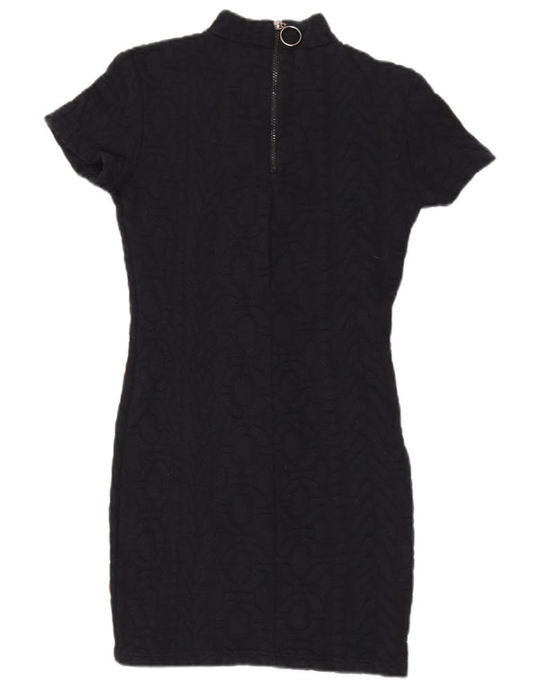 Topshop Robe pull à manches courtes pour femme UK 10 Petit Noir Polyester