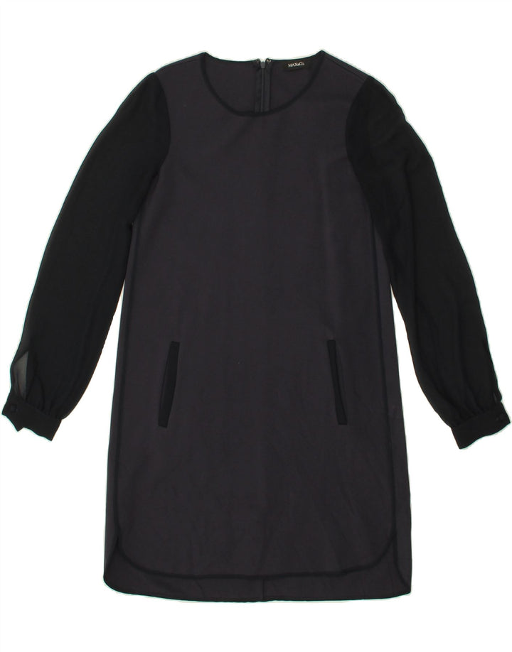 MAX & CO. Womens Long Sleeve Shift Dress UK 10 Small Navy Blue Colourblock Vintage Max & Co. and Second-Hand Max & Co. from Messina Hembry 