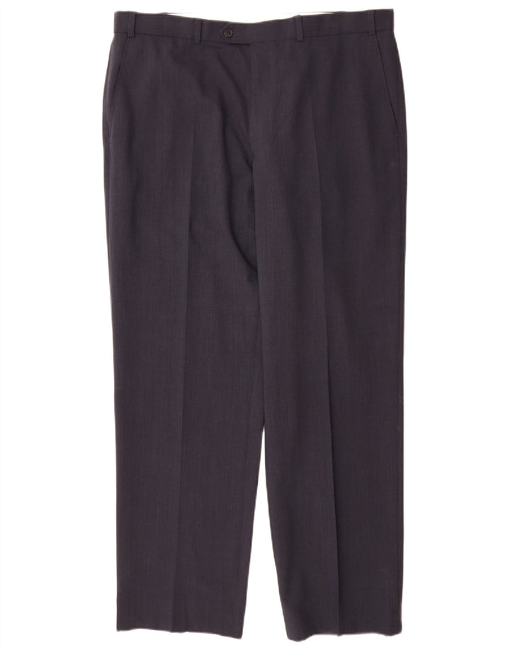 Marks & Spencer Pantalon de Costume Droit Homme W38 L31 Bleu Marine Polyester