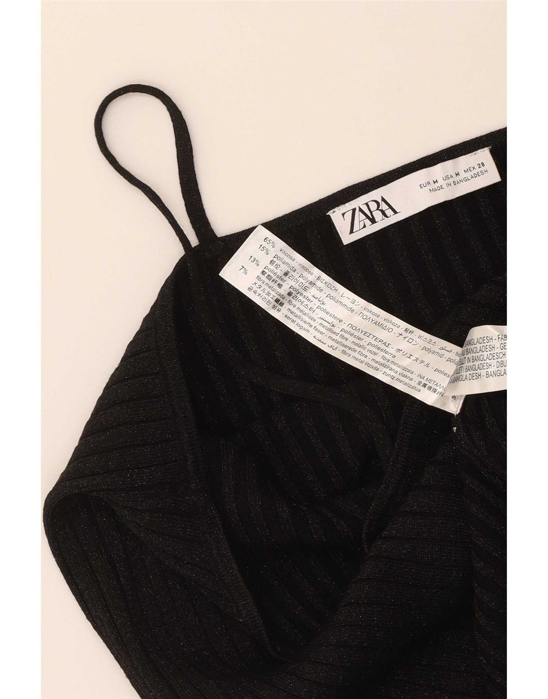 Zara Femme Cami Top UK 12 Medium Noir Moucheté Viscose