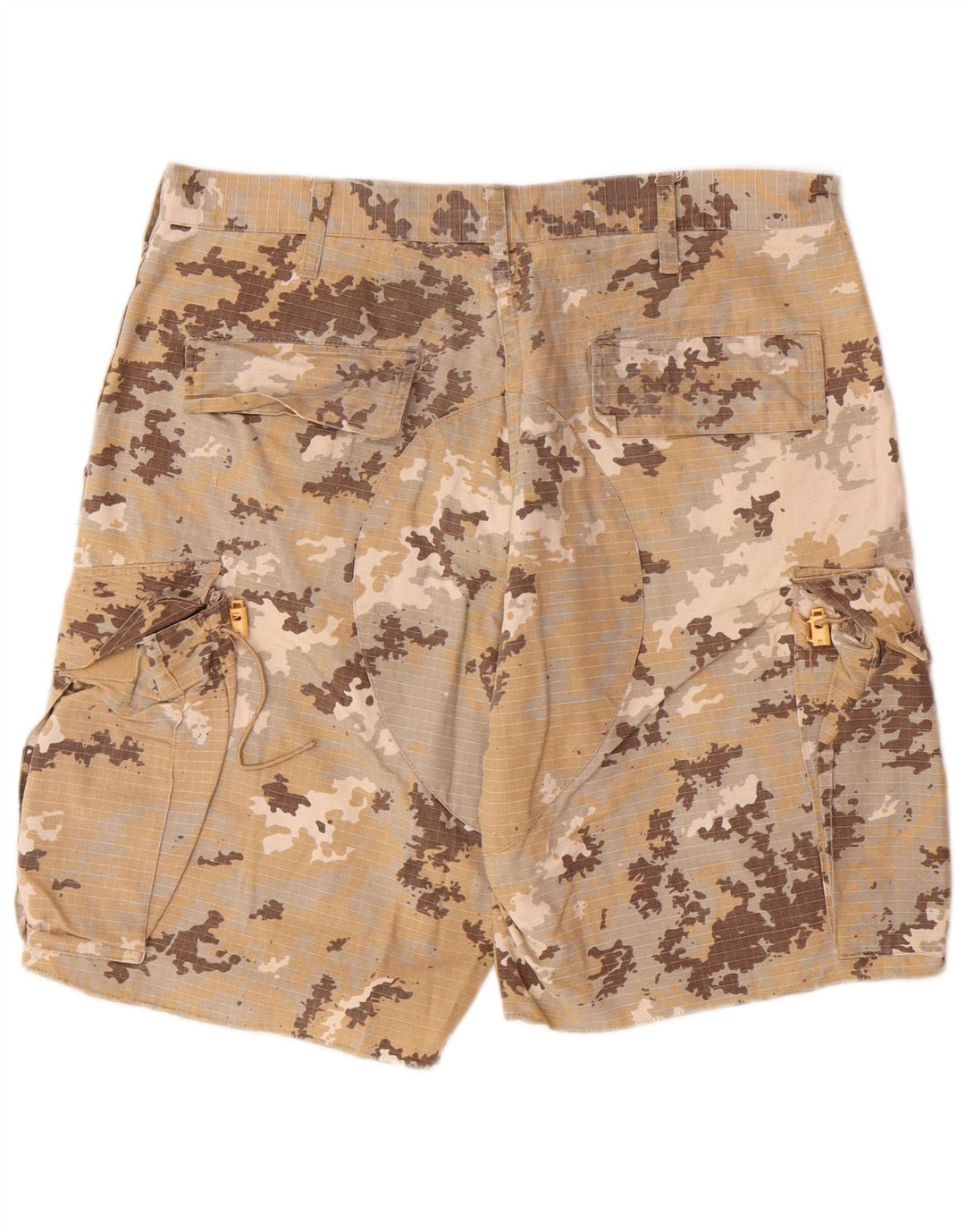 VINTAGE Short cargo régulier pour hommes moyen W32 coton camouflage beige