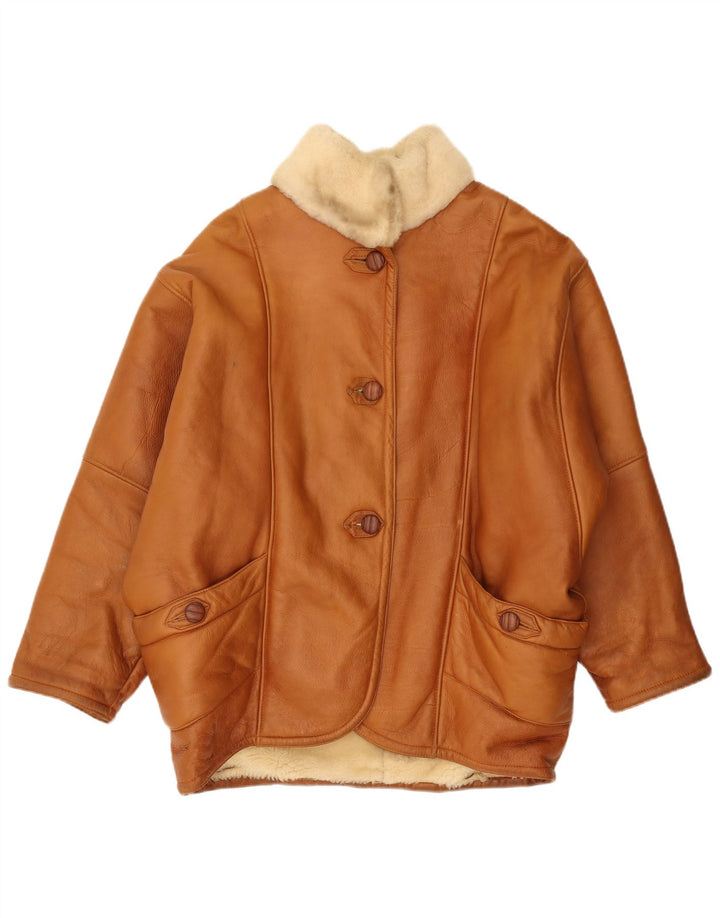 veste en peau de mouton surdimensionnée vintage pour femmes IT 44 Brun moyen