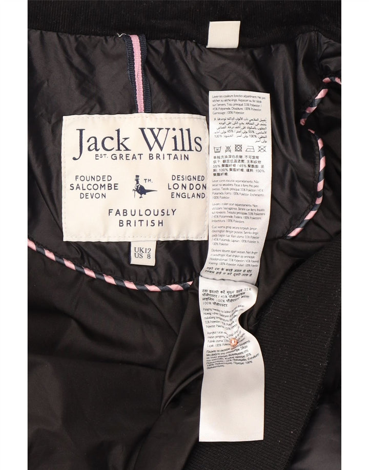 JACK WILLS Veste matelassée pour femme UK 12 Medium Noir Polyester