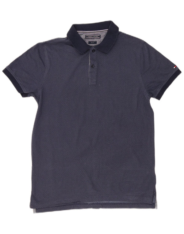 Tommy Hilfiger Polo Slim Fit pour hommes en coton géométrique bleu marine grand
