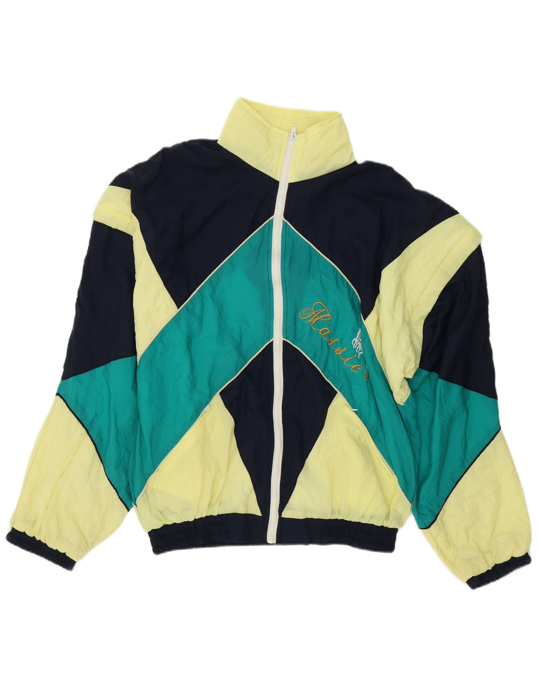 VINTAGE Veste de survêtement graphique pour hommes, grand color block multicolore