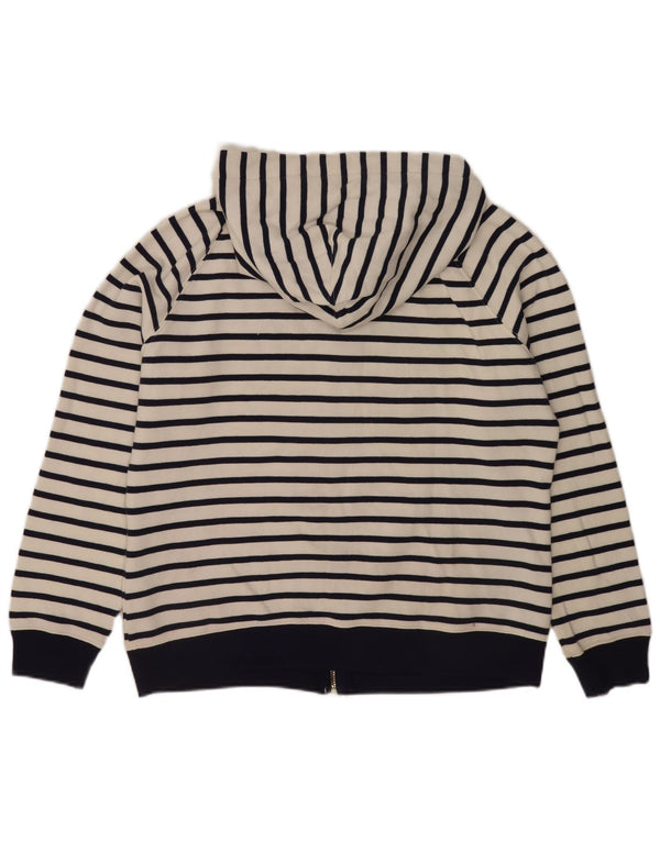 Joules Pull à capuche zippé coupe régulière pour femme UK 16 Large Blanc Rayé