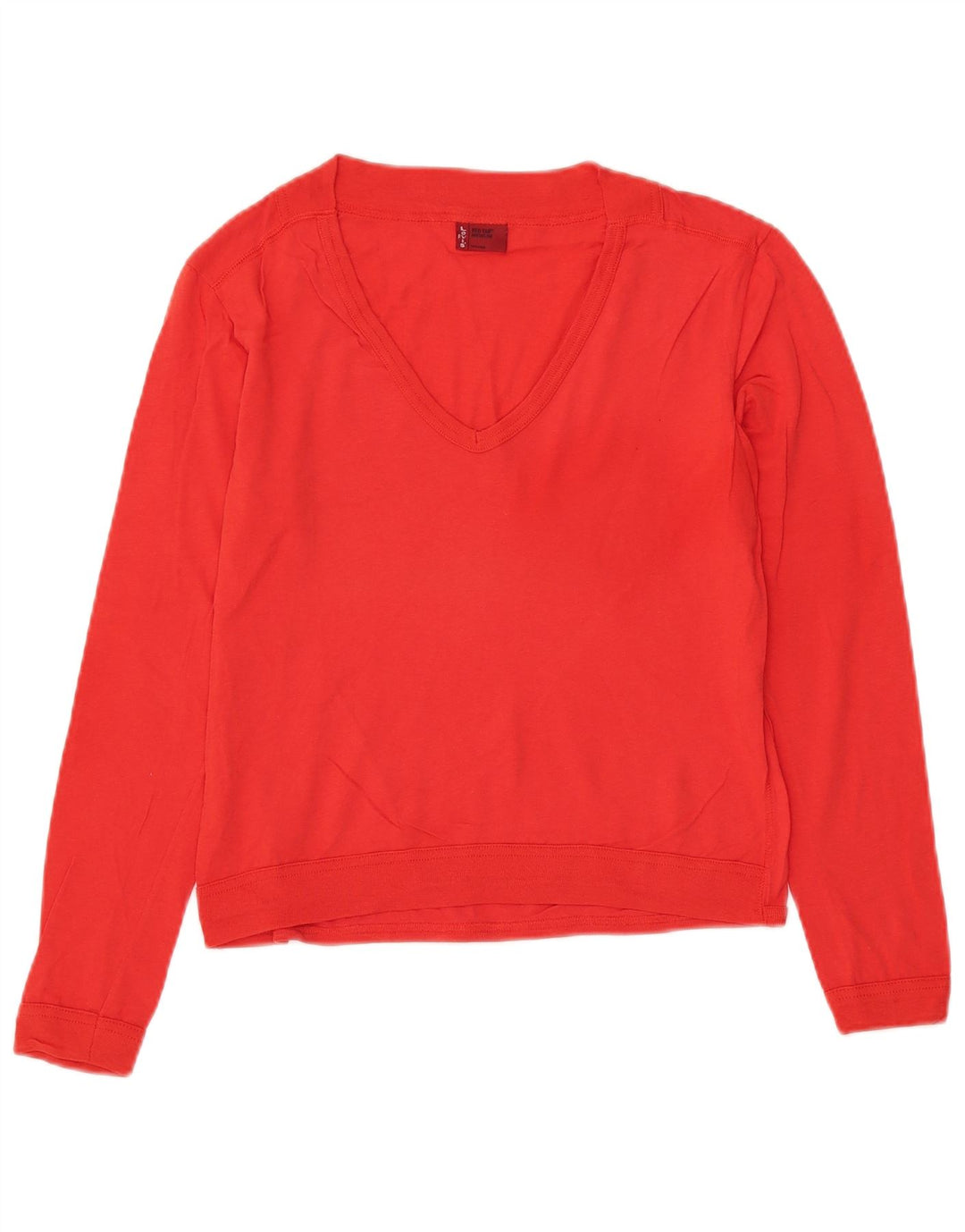 LEVI'S Pull court à col en V pour femme UK 12 Rouge moyen Coton