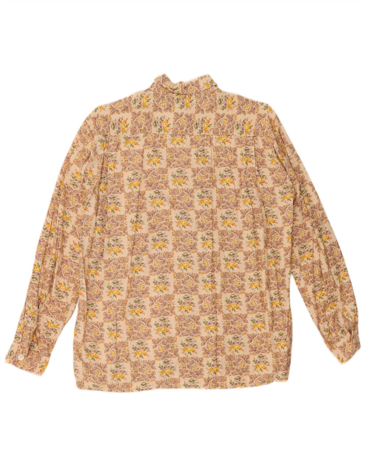VINTAGE Chemisier Femme IT 44 Viscose Florale Beige Moyen