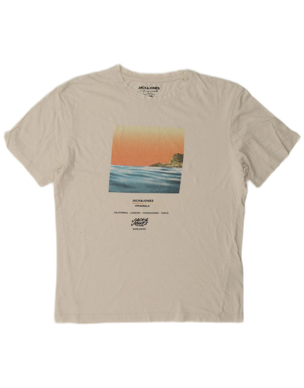 Jack & Jones T-Shirt Graphique Top XS Blanc Coton Homme