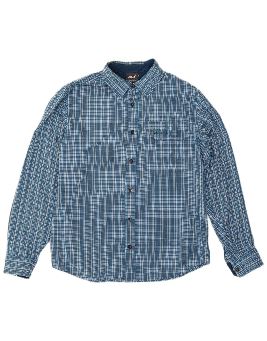 Jack Wolfskin Chemise en flanelle pour homme UK 36/38 Bleu moyen à carreaux
