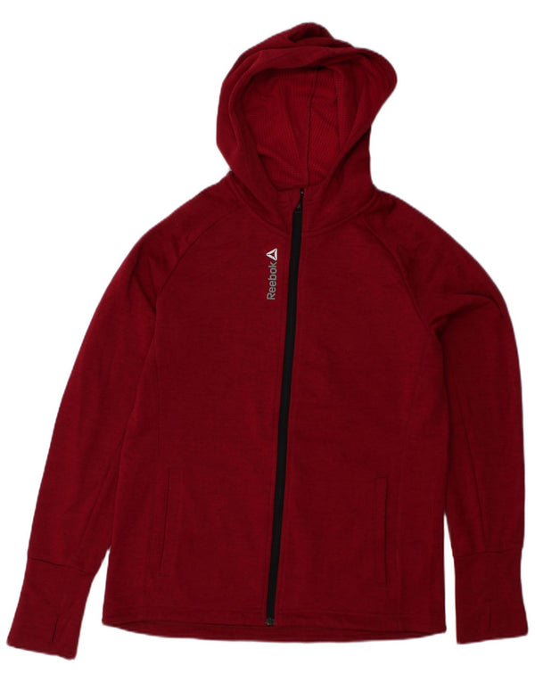 REEBOK Pull à capuche zippé pour femme UK 12/14 Rouge moyen Polyester