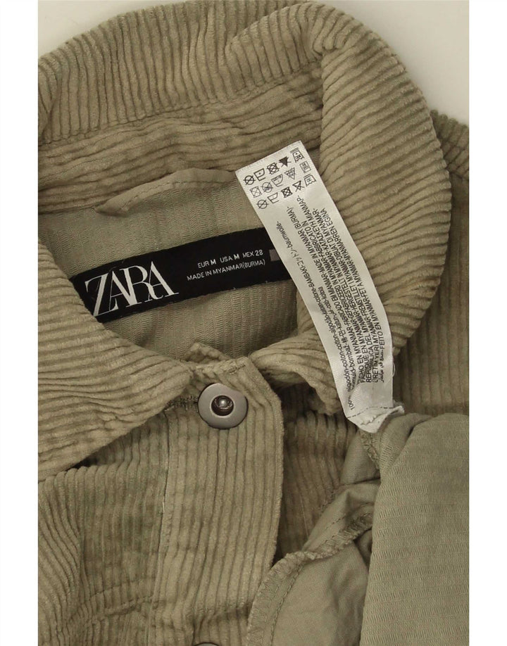 Zara Veste en velours côtelé pour femme UK 14 Coton kaki moyen