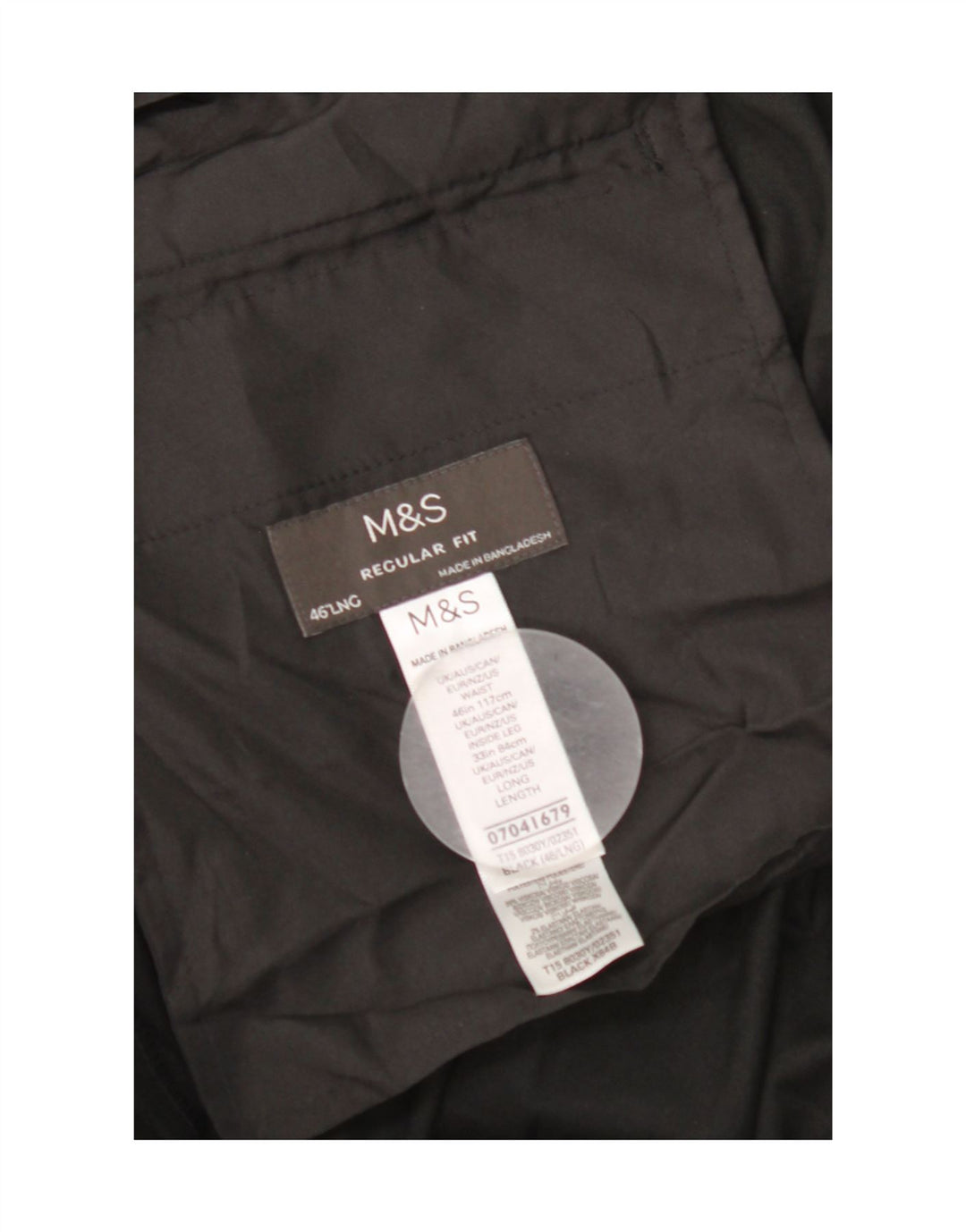 Marks & Spencer Pantalon de costume coupe classique pour homme W46 L33 Noir Polyester