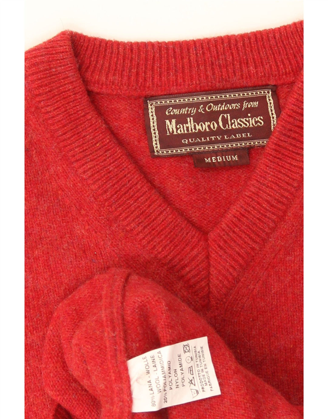 Marlboro Classics Pull col V Homme Laine Rouge Moyen