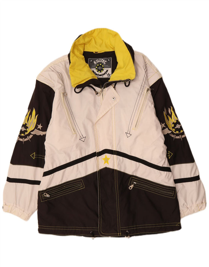 Killtec Veste de pluie graphique pour homme UK 40 Large Blanc Colorblock Polyester
