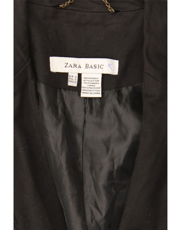 Zara Veste Blazer 1 Bouton Femme UK 10 Petit Coton Noir