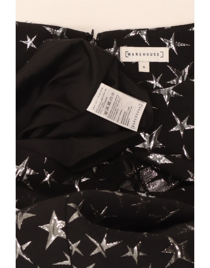 WAREHOUSE Robe fourreau à motif abstrait pour femme UK 8 Small Noir