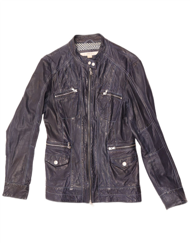 Marlboro Classics Veste en cuir femme IT 44 Cuir d'agneau bleu moyen