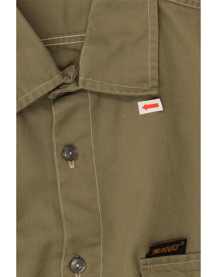 VINTAGE Mens Military Shirt Large Khaki Polyester Vintage Vintage and Second-Hand Vintage from Messina Hembry 