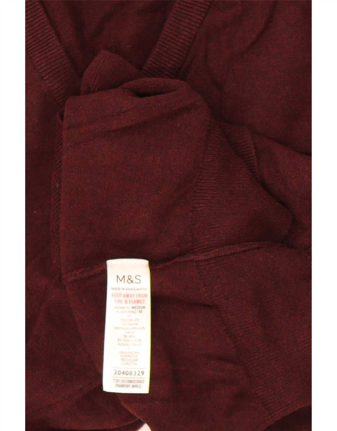 Marks & Spencer Pull Col V Homme Bordeaux Moyen