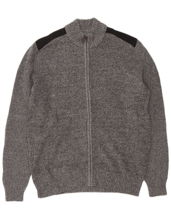 IZOD Cardigan Homme Pull Gris Moyen Colorblock Coton