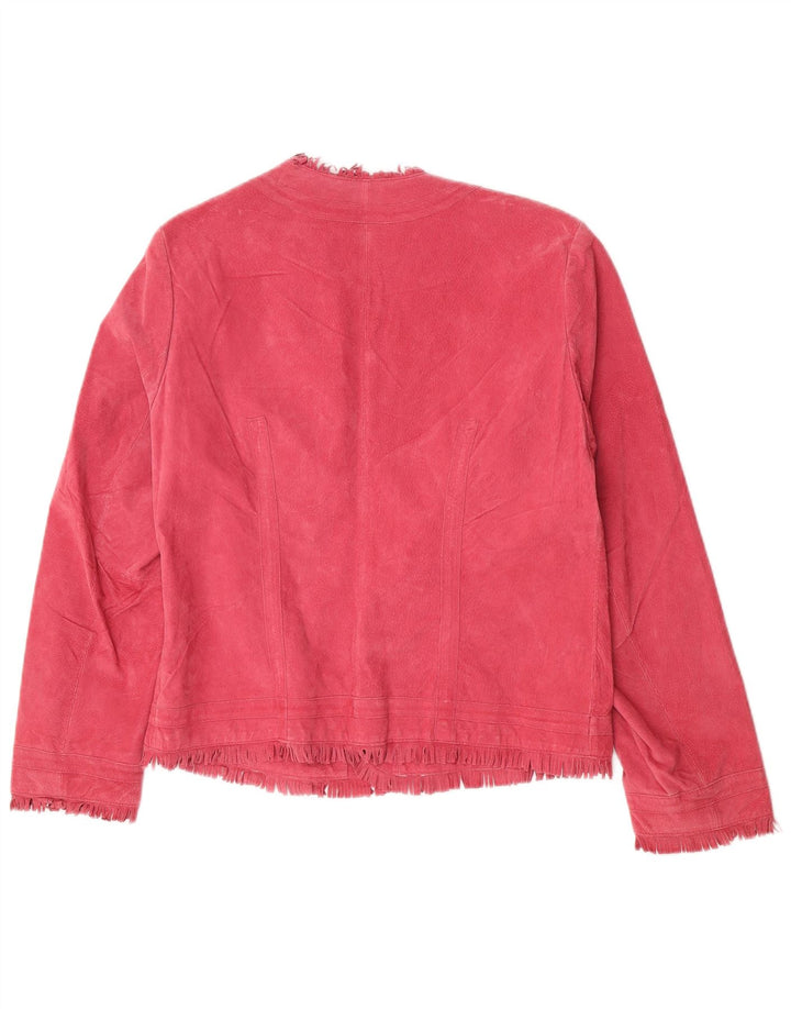 Centigrade Veste ouverte en daim pour femme Grand cuir rose