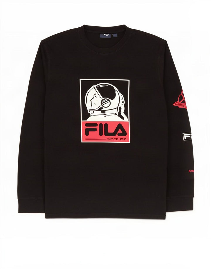 Fila Haut Graphique à Manches Longues Homme Noir Moyen Coton