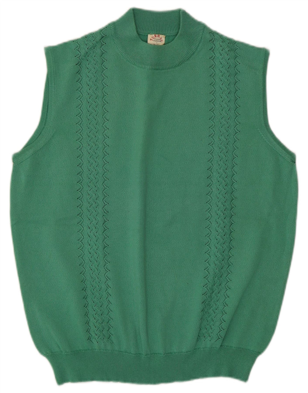 vintage Womens Vest Tank Top UK 14 Acétate vert moyen