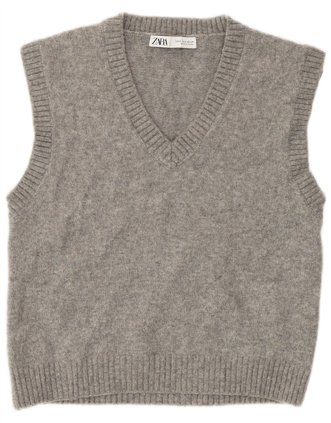 Zara Womens Crop Vest Débardeur UK 10 Petit Gris