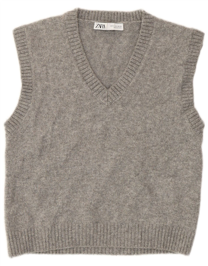 Zara Womens Crop Vest Débardeur UK 10 Petit Gris