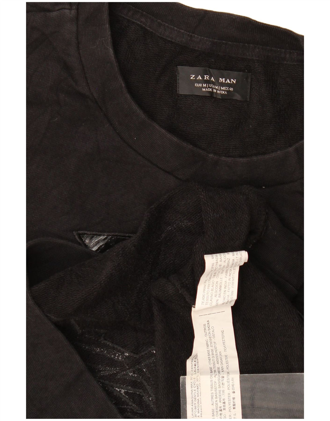 Zara Homme Graphic Sweatshirt Jumper Moyen Noir Polyester