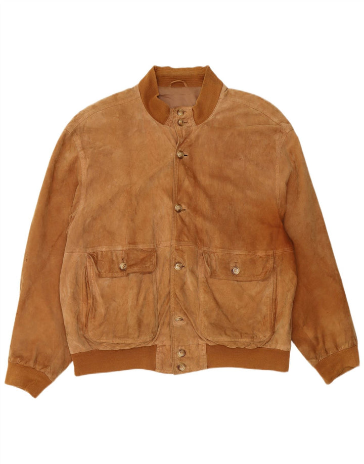 veste bomber en daim vintage pour homme UK 42 XL Marron