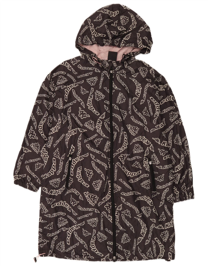 Kappa Manteau imperméable surdimensionné à capuche graphique pour femme UK 14 Noir moyen