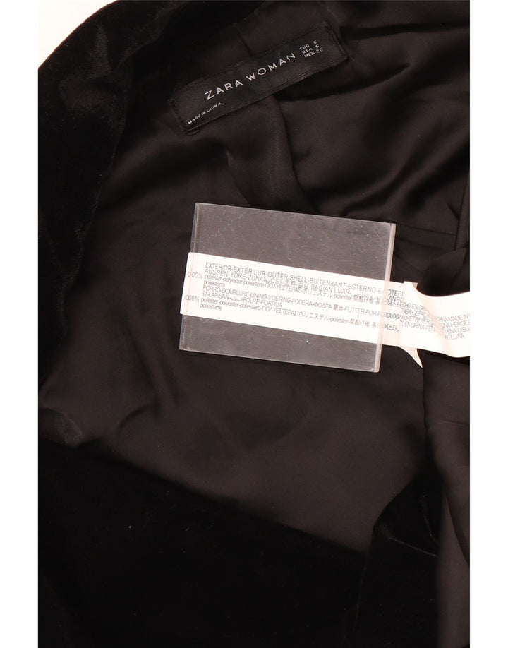 Zara Veste blazer à double boutonnage en velours pour femme UK 10 Small Noir