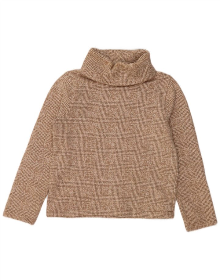 J. CREW Pull col roulé pour femme UK 14 Polyester à carreaux beige moyen