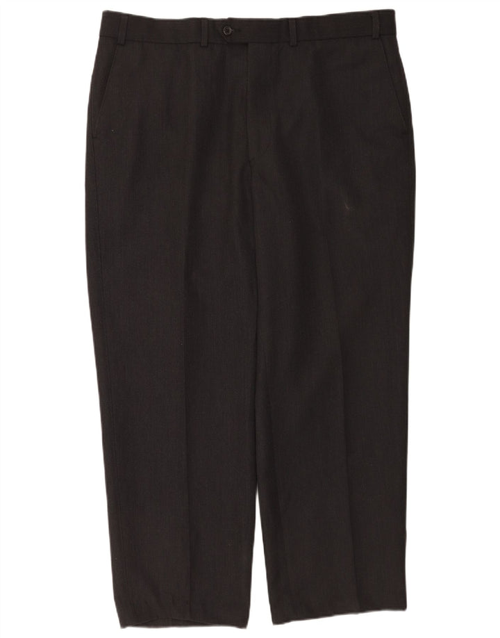 Marks & Spencer Pantalon de Costume Droit Homme W40 L28 Gris Polyester